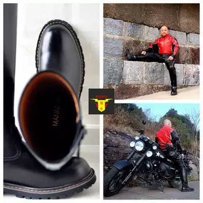 MANNEW Bull High-gloss Superfiber American Engineer Boots(Motorcycle and Outdoor)