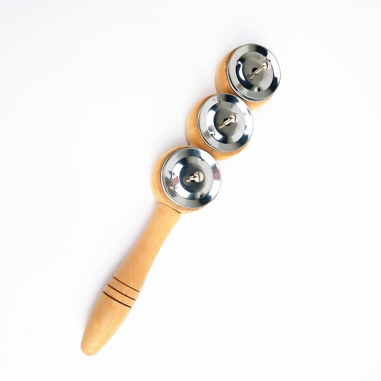 Orff musical instrument 3 bell stick cymbal handle stick three bell stick hairpin wooden handle percussion instrument three bell plate cymbal