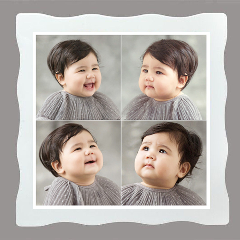 Four-grid photo frame Three-grid jigsaw puzzle table baby photo wedding photo Nine-grid Korean crystal plate painting customization