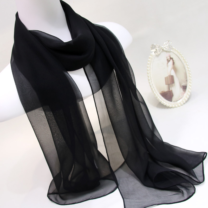 Solid Color Silk Scarf for Women, Spring and Autumn Thin Georgette Scarf, Korean Style Versatile Summer Sun Protection Long Scarf for Square Dancing