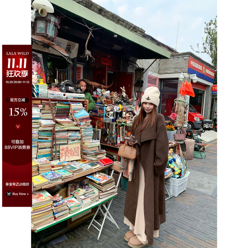 Wildly Spicy Rich Girl Lazy Oversized Wool Double-Sided Coat Autumn Winter Plus Size Women's Coat