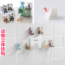 Cartoon three-dimensional animal resin non-trace hook power cord storage bracket plug adhesive hook wall-mounted rack