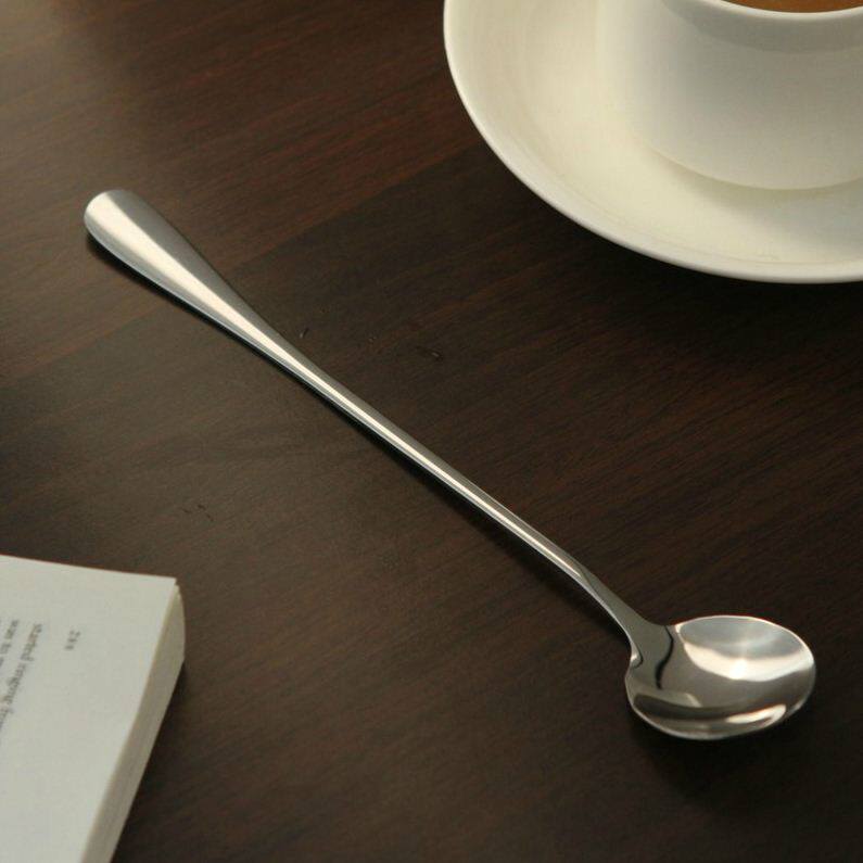 Creative stainless steel 19cm long handle spoon Environmental protection office milk tea shop coffee spoon stirring spoon long soup spoon