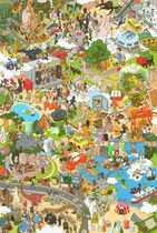 Hand-painted version of happy town future city wooden 5000 pieces of adult puzzles 1000 childrens puzzle animation toys