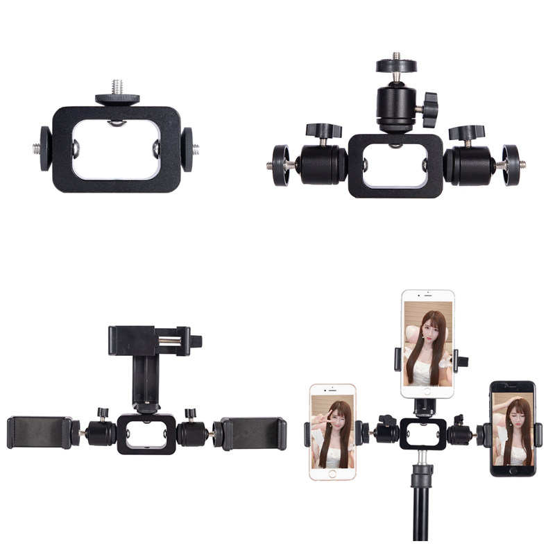 Mobile live bracket accessories 360-degree rotating horizontal ponytail clip head three multi-position anchor artifact tripod
