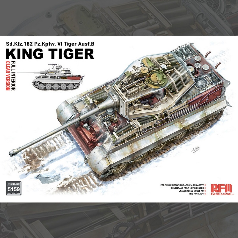 Clearance Sale: All Inclusive + Transparent Display Armor [Mai Tian Rfm] 5159 1/35'King Tiger' Heavy Tank