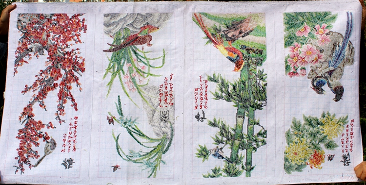 Handmade cross-stitch xong Meilan Ju hoa tre Bốn quý ông vận chuyển phòng khách bức tranh phong cảnh Zhongtang lớp - Công cụ & phụ kiện Cross-stitch