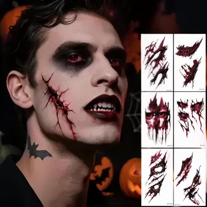 Halloween Tattoo Stickers Waterproof Realistic Large Scar Party Face Wound Makeup Stickers Masquerade Real-Looking Halloween Tattoo Stickers Waterproof Realistic Large Scar Party Face Wound Makeup Stickers Masquerade Real-Looking
