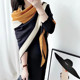 New H Color-Blocked Letter Warm Silk Wool Large Square Scarf, Air-Conditioned Room Warm Shawl Scarf, Dual-Use for Autumn and Winter Women