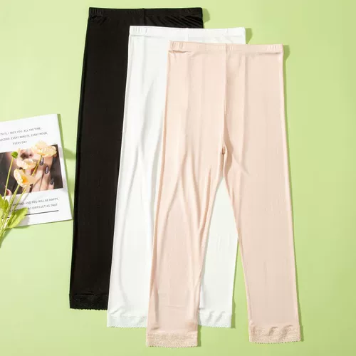 Шелковые трикотажные безопасные кружевные штаны, защитное белье, леггинсы