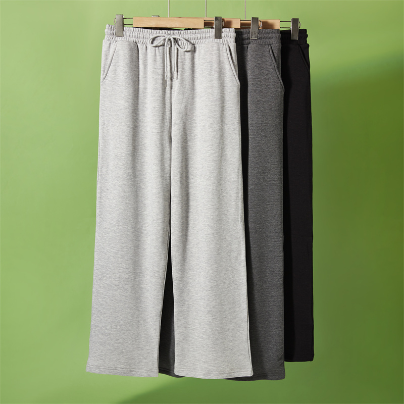 Silk Fleece Sweatpants, Silk Wide-Leg Pants, Women's Fleece-Lined Casual Drawstring Straight-Leg Pants, Versatile Silk Fleece Sweatpants, Silk Wide-Leg Pants, Women's Fleece-Lined Casual Drawstring Straight-Leg Pants, Versatile