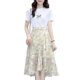 ລະດູຮ້ອນປີ 2024 ແບບໃໝ່ chiffon floral skirt A-line irregular chiffon high-waisted dress two-piece suit for women