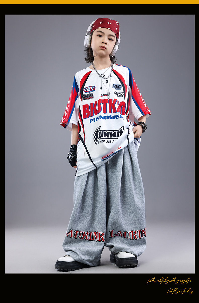 儿童街舞演出服嘻哈男童表演服hiphop架子鼓女童酷帅潮秋季舞蹈服 — 7