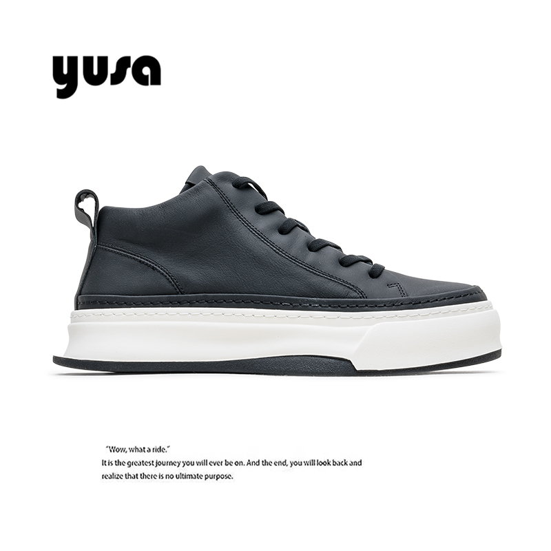 Tide Card Men's Shoes Spring Summer 2022 New Thick Bottom High Drum Shoes Men Casual Shoes Mid leather Japanese tie shoes