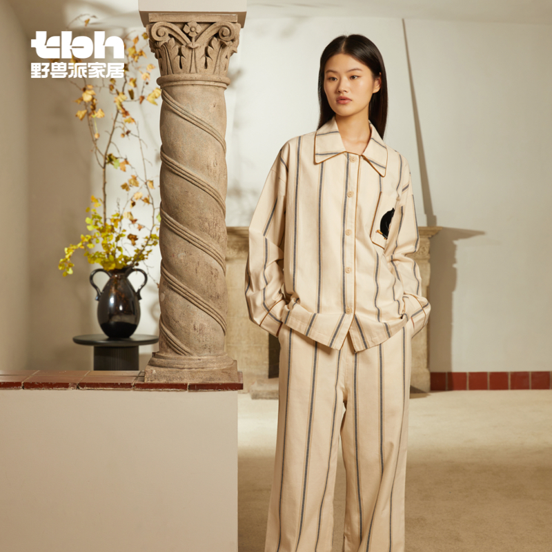 tbh wild beasts home urban beast black leopard thickened full cotton flannel suede suit can be outworn pyjamas * -Taobao