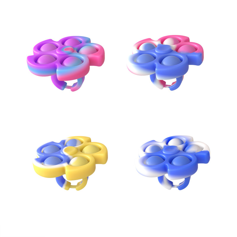 New silicone toy rodent control pioneer children's flower ring ring decompression toy ring spinning top bubble music