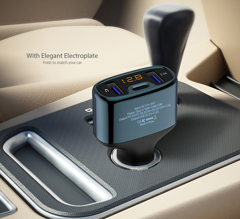 Batch of on-board Bluetooth mp3 player Type-C quick refill supports PD fast-charge fm on-board audio transmitter