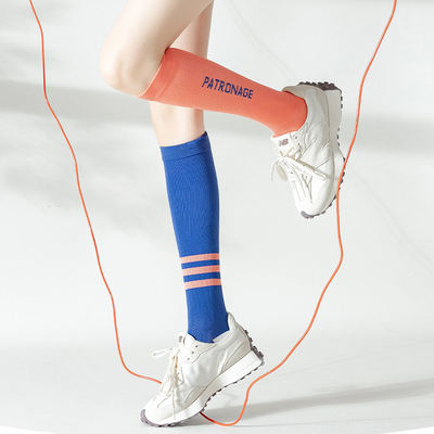 Autumn and winter marathon sports professional mid-calf socks, muscle fitness running rope skipping high-elastic compression socks for women
