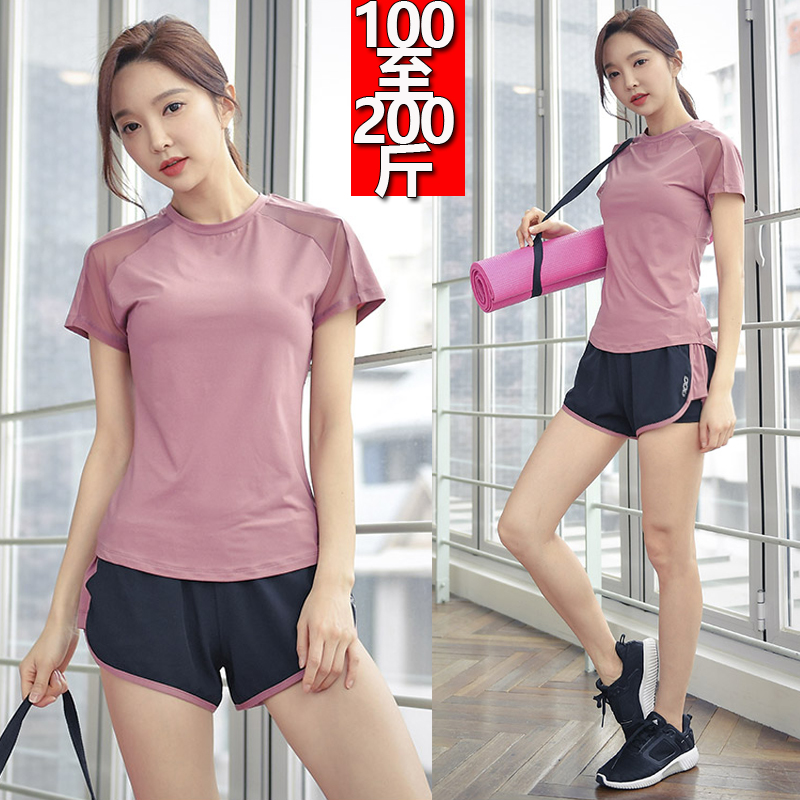 Fat mm plus size 200 catty gym morning running summer thin-style yoga conserved ladies loose speed dry clothes sports suit