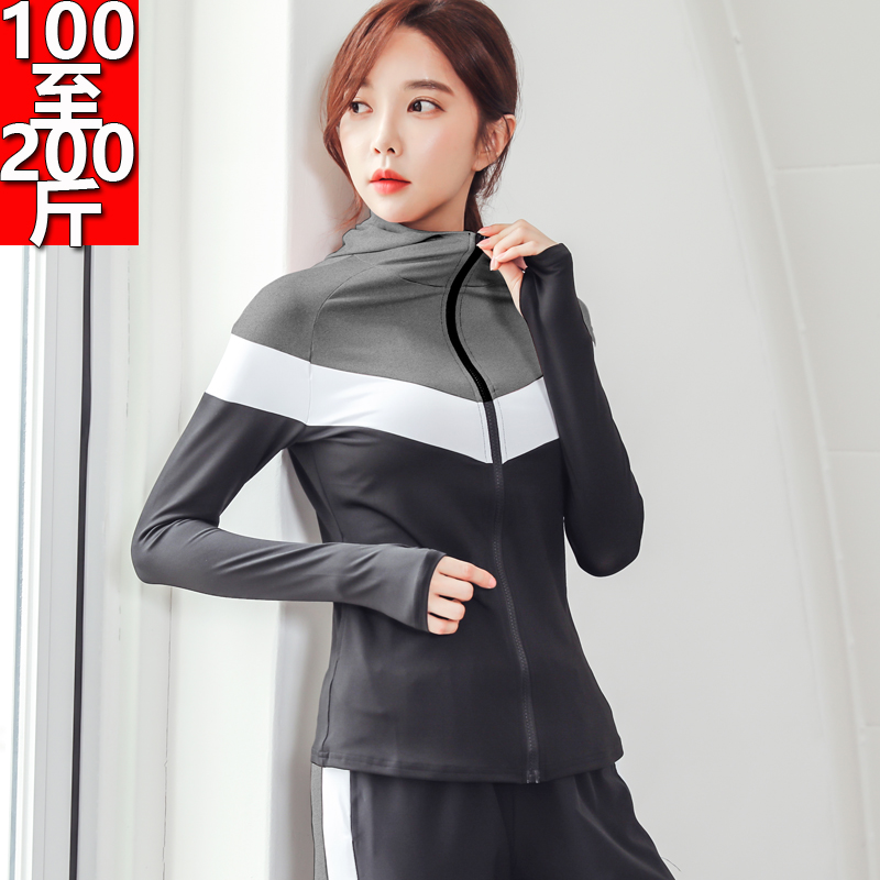 Fat MM autumn and winter plus size 200 Jin fitness sportswear women yoga loose quick clothes running coat coat