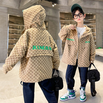 Boy Clothing Boy Spring Clothing Jacket 2022 New Ocean Gas Children Korean Version Blouses CUHK YoungHan Version Fried Street Jacket Tide