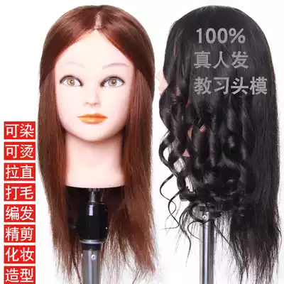 Full true hair head model head practice head can be hot roll blowing dyeing hair salon professional hairdressing dummy head mold doll head