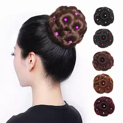 Wig pearl hair bag pan head flower bud hair accessories grab clip type nine flower ball head curler curling bag Hairband
