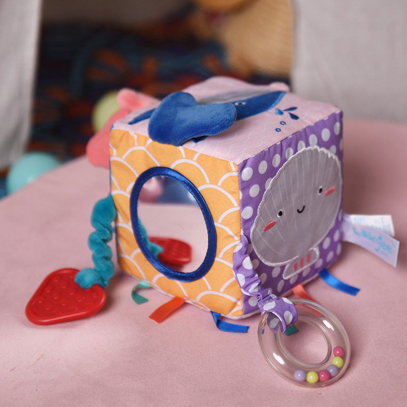 Baby 6 months grasping sensory integration training rattle early education puzzle animal cloth soft building blocks baby can hang toys