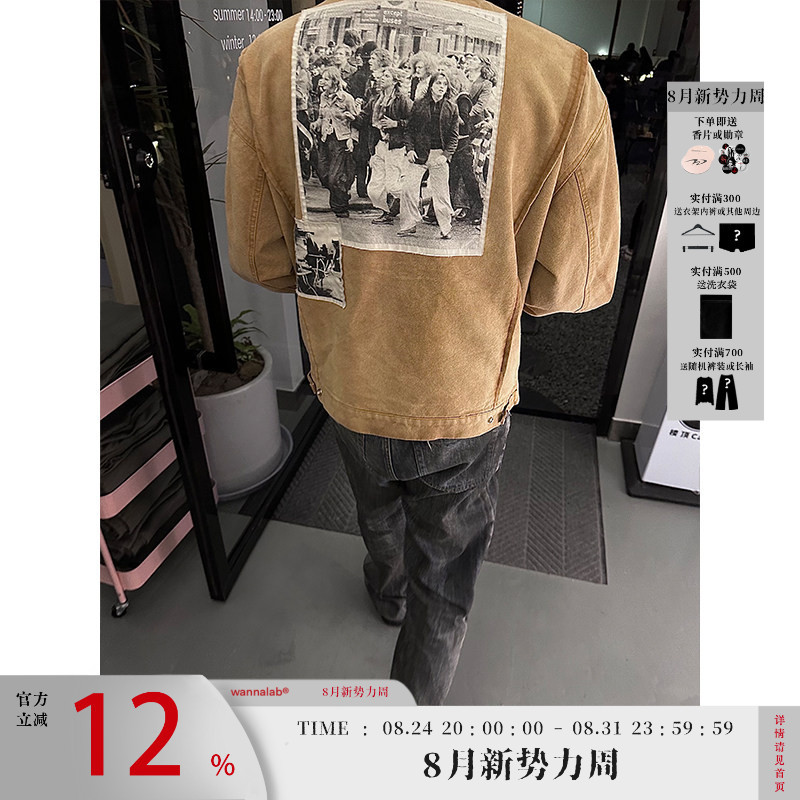 Wanna Lab Detroit Patchwork Workwear Jacket Cleanfit Washed Vintage Autumn and Winter Thick Retro Jacket Wanna Lab Detroit Patchwork Workwear Jacket Cleanfit Washed Vintage Autumn and Winter Thick Retro Jacket