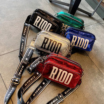 European and American fashion bright leather genuine leather girl bag bursting crack casual letter single shoulder bag 100 hitch satchel satchel small crowdpack