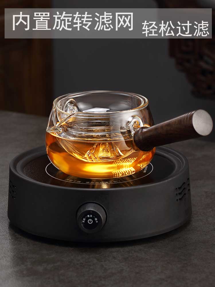 Small green citrus special tea pot Single pot Household Kung Fu tea set Tea water separation side of the glass tea pot boiling teapot