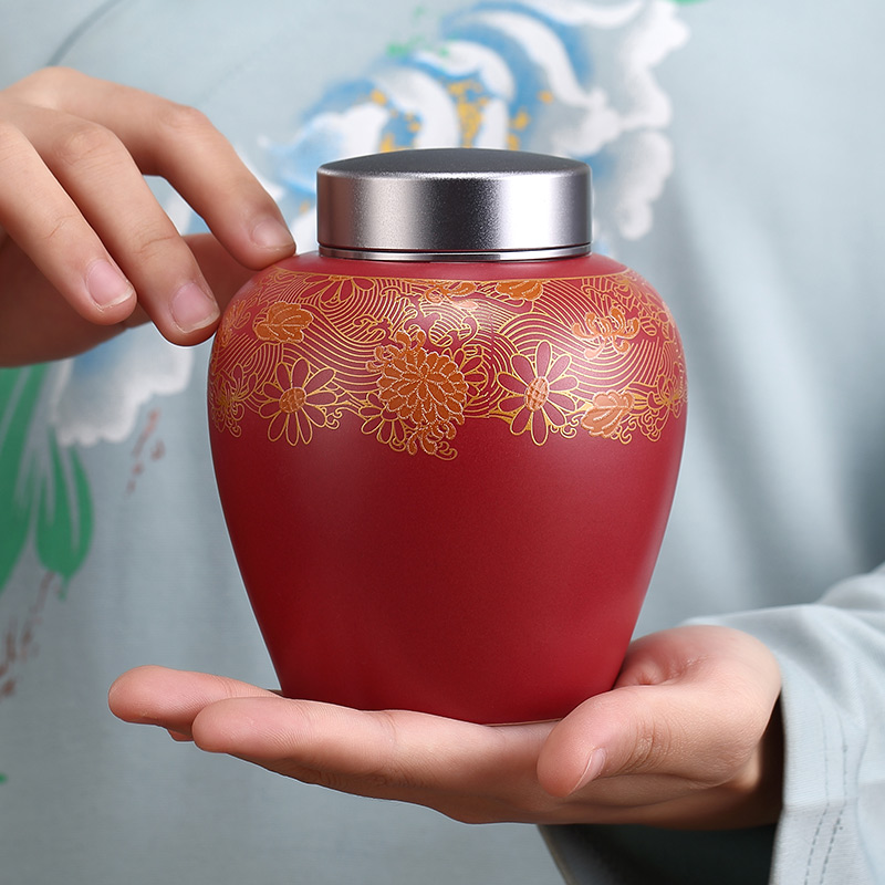 Chinese ceramic tea can Pu'er flower red tea Green tea storage tea can Moisture-proof sealed can Tea warehouse sealed can·