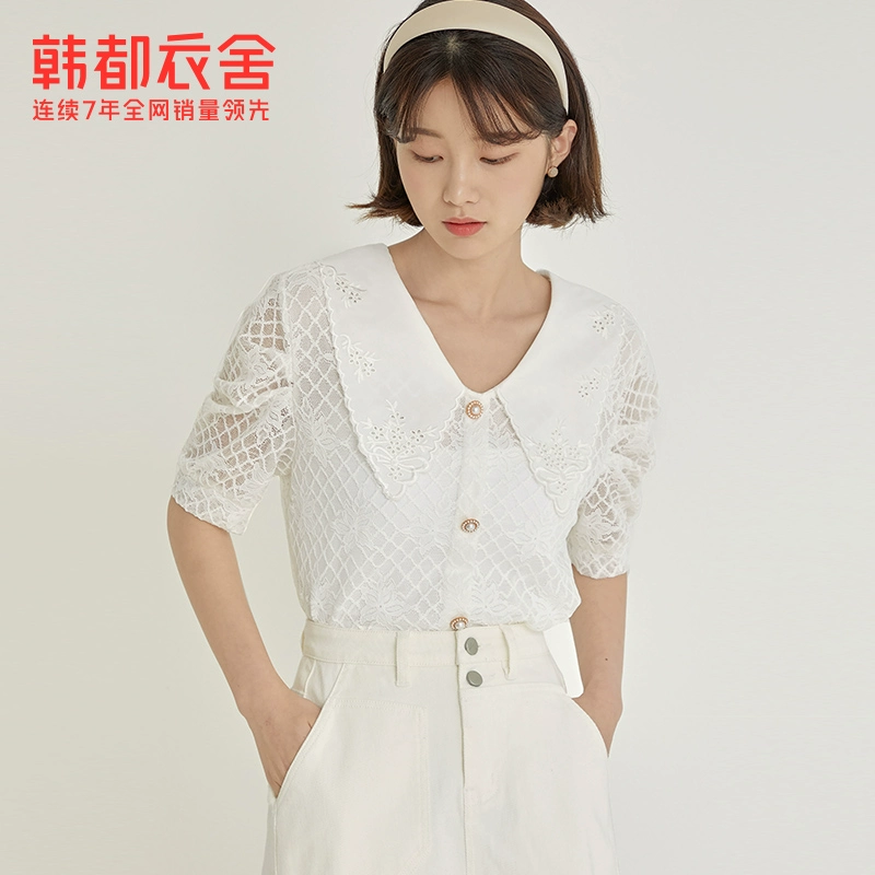 Handu Yishe cửa hàng phụ nữ mùa hè áo cánh rời thêu ren mỏng áo sơ mi voan nữ RO1037 Jubilee - Áo sơ mi chiffon ren