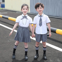 Kindergarten uniform summer dress British Academy style teacher primary school uniform summer graduation photo short-sleeved childrens class uniform