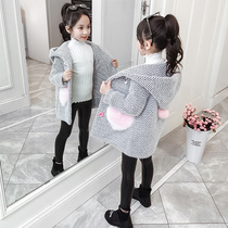 Girls woolen coat autumn and winter models 2021 New Korean version of childrens winter womens big childrens woolen foreign coat