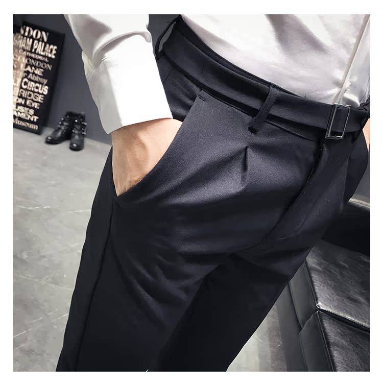 Quần nam chân mỏng quần mùa thu polyester miễn phí ủi quần âu phù hợp để gửi cá nhân dây vải đẹp mới quần vải nam đẹp
