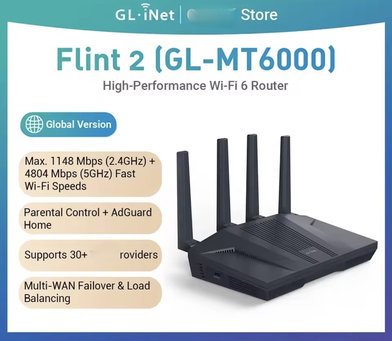 Genuine Gl.Inet Mt6000 International Version Gl.Inet+Flint+2+Mt6000 Wireless Router Genuine Gl.Inet Mt6000 International Version Gl.Inet+Flint+2+Mt6000 Wireless Router