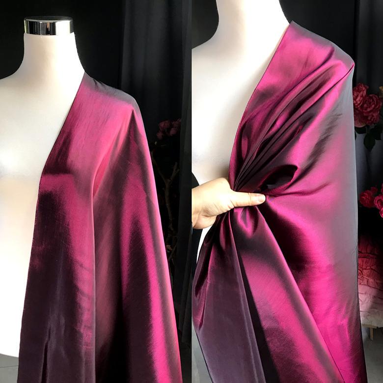 Red Two-Color Chameleon Wedding Dress Fabric Fashion Fabric Glossy Psychedelic Dress Fabric