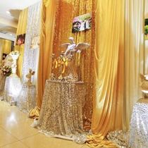 Wedding hall wedding room layout wedding background cloth tablecloth custom birthday party layout sequin cloth silk cloth