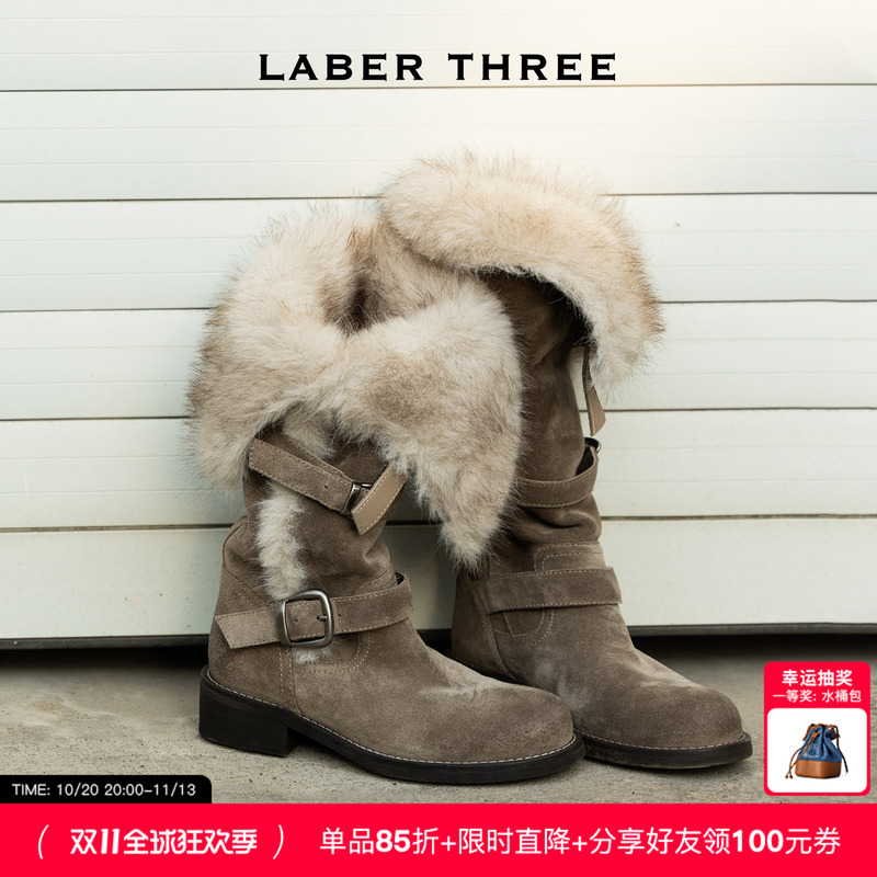 Laberthree Winter New Product, Wild Winter Snow Boots for Women, Retro Color Polished Metal Buckle Fur Boots Laberthree Winter New Product, Wild Winter Snow Boots for Women, Retro Color Polished Metal Buckle Fur Boots