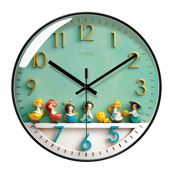 Creative Wall Clock, Cute and Simple, Living Room Home Clock, Round Children's Room Bedroom Wall Clock, Ultra-Quiet Clock
