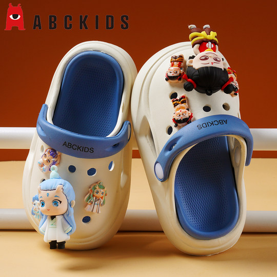 Abckids儿童洞洞鞋女童拖鞋哪吒宝宝EVA防滑中大童女孩亲子沙滩鞋