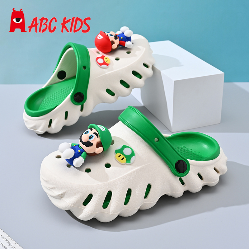 Children's Crocs Boys' Sandals Mario Cartoon Boys' Slippers Big Boys' Non-Slip Soft Sole Indoor and Outdoor Wear
