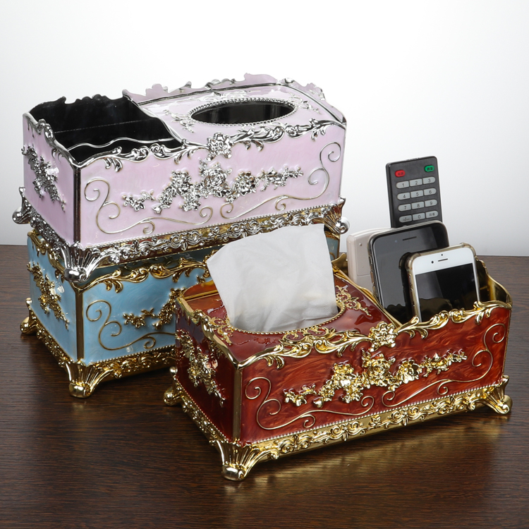 Toilet paper box European-style tissue box Living room coffee table Creative removable toilet paper box Multi-function remote control storage box Napkin box