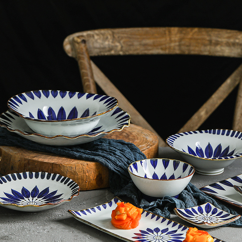 Love make burn pozzo's xiang fang sunflower ceramic tableware imported from Japan Japanese saury deep dish plate and wind