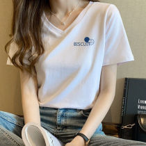 Short-sleeved t-shirt womens loose large size summer 2021 new fashion trend wild white t-shirt cotton top