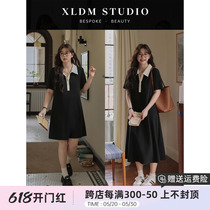 Xiaolis homemade plus size womens clothing (little black dress 2 0) stretch Polo collar long and short summer slimming dress