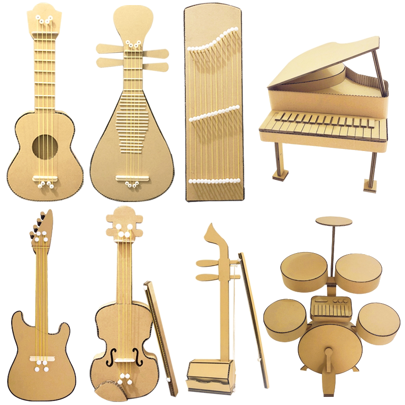 Valuable finished products homemade musical instruments material diy guitar waste utilization by hand made nursery school play teaching aids-Taobao