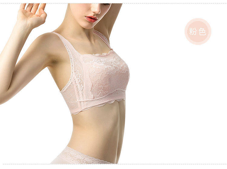抹胸文胸 超薄防走光 夏季透明蕾丝裹胸式打底少女无钢圈内衣美背详情37