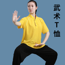 Martial arts T-shirt Summer Taichi jacket Womens tenor cotton rehearsas for mens short sleeves taijiquan Taijiquan Costume China Wind